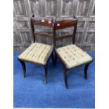 A PAIR OF MAHOGANY HALL CHAIRS AND ANOTHER SEVEN VARIOUS CHAIRS