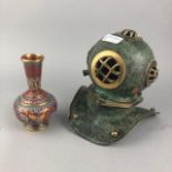 A CHINESE CLOISONNE VASE, AN AFRICAN BRONZE SCULPTURE AND OTHER ITEMS