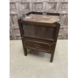 A MAHOGANY TRAY TOP BEDSIDE CUPBOARD