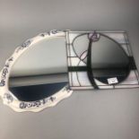 A RENNIE MACKINTOSH STYLE WALL MIRROR AND ANOTHER MIRROR