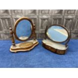 AN EDWARDIAN MAHOGANY DRESSING MIRROR AND ANOTHER DRESSING MIRROR