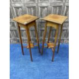 A PAIR OF MAHOGANY PEDESTALS