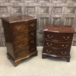 A MAHOGANY REPRODUCTION CHEST OF DRAWERS AND ANOTHER