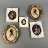 A PAIR OF CHRISTINE SILVER SILHOUETTES AND OTHER PORTRAIT MINIATURES