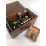 A R&J BECK MICROSCOPE IN BOX AND WITH ACCESSORIES