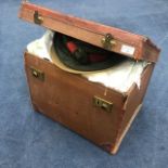 A LEATHER TRAVEL CASE, VARIOUS LINEN AND HATS