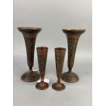 A LOT OF TWO PAIRS OF NIELO ENAMEL SPILL VASES