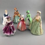 A ROYAL DOULTON FIGURE OF 'ALISON' AND ANOTHER FIVE FIGURES