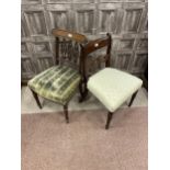 A SET OF THREE MAHOGANY DINING CHAIRS AND A PAIR OF DINING CHAIRS