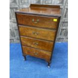 A 20TH CENTURY MAHOGANY CHEST OF FOUR DRAWERS