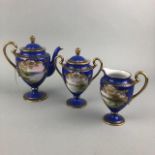 A LOT OF NORITAKE BLUE AND GILT TEA WARE AND OTHER CERAMICS