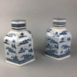 A PAIR OF CHINESE HEXAGONAL LIDDED JARS AND VASES