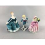 A LOT OF TWO ROYAL DOULTON AND ONE ROYAL WORCESTER FIGURES