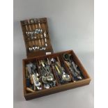 A LOT OF SOUVENIR SPOONS AND OTHER SILVER PLATED FLATWARE