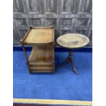 A MAHOGANY TWO TIER OCCASIONAL TABLE AND ANOTHER TABLE