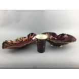 A CARLTON WARE 'ROUGE ROYALE' LEAF SHAPED DISH AND OTHER CERAMICS