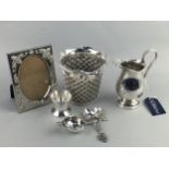 AN ONYX SMOKER'S TABLE SET ALONG WITH SILVER PLATED ITEMS