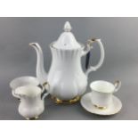 A ROYAL ALBERT VAL D'OR PART COFFEE SERVICE ALONG WITH A PARAGON PART TEA SERVICE