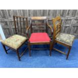 A LOT OF THREE MAHOGANY DINING CHAIRS