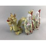 A LOT OF ASIAN FIGURES INCLUDING A DRAGON