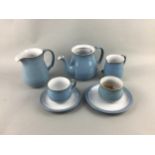 A DENBY STONEWARE PART TEA SERVICE AND A COFFEE SERVICE