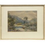 YOUNG LADY PUNTING ON A RIVER, A WATERCOLOUR BY EDWARD FULLER MAITLAND