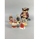 A LOT OF NINE ROYAL DOULTON BUNNYKINS FIGURES ALONG WITH OTHER DOULTON