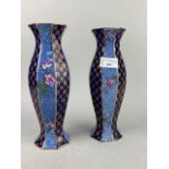 A PAIR OF FLORAL AND GILT VASES AND OTHER CERAMICS
