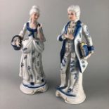 A PAIR OF STAFFORDSHIRE STYLE FIGURES AND OTHER CERAMICS