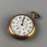 A ROLLED GOLD HALF HUNTER POCKET WATCH