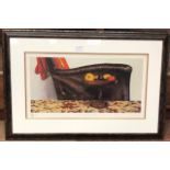 STILL LIFE WITH FRUIT BOWL AND LEATHER CHAIR, A PRINT BY MICHAEL EXALL