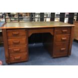 A 20TH CENTURY MAHOGANY TWIN PEDESTAL DESK