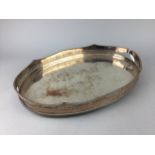 A PLATED OVAL TEA TRAY AND OTHER PLATE