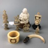 A GROUP OF LATE 19TH/EARLY 20TH CHINESE IVORY CARVINGS