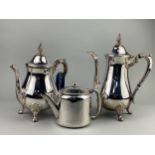 A SILVER PLATED TEA AND COFFEE SERVICE AND OTHER ITEMS