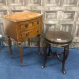 A WALNUT BEDSIDE CHEST AND A MAHOGANY PLANT STAND