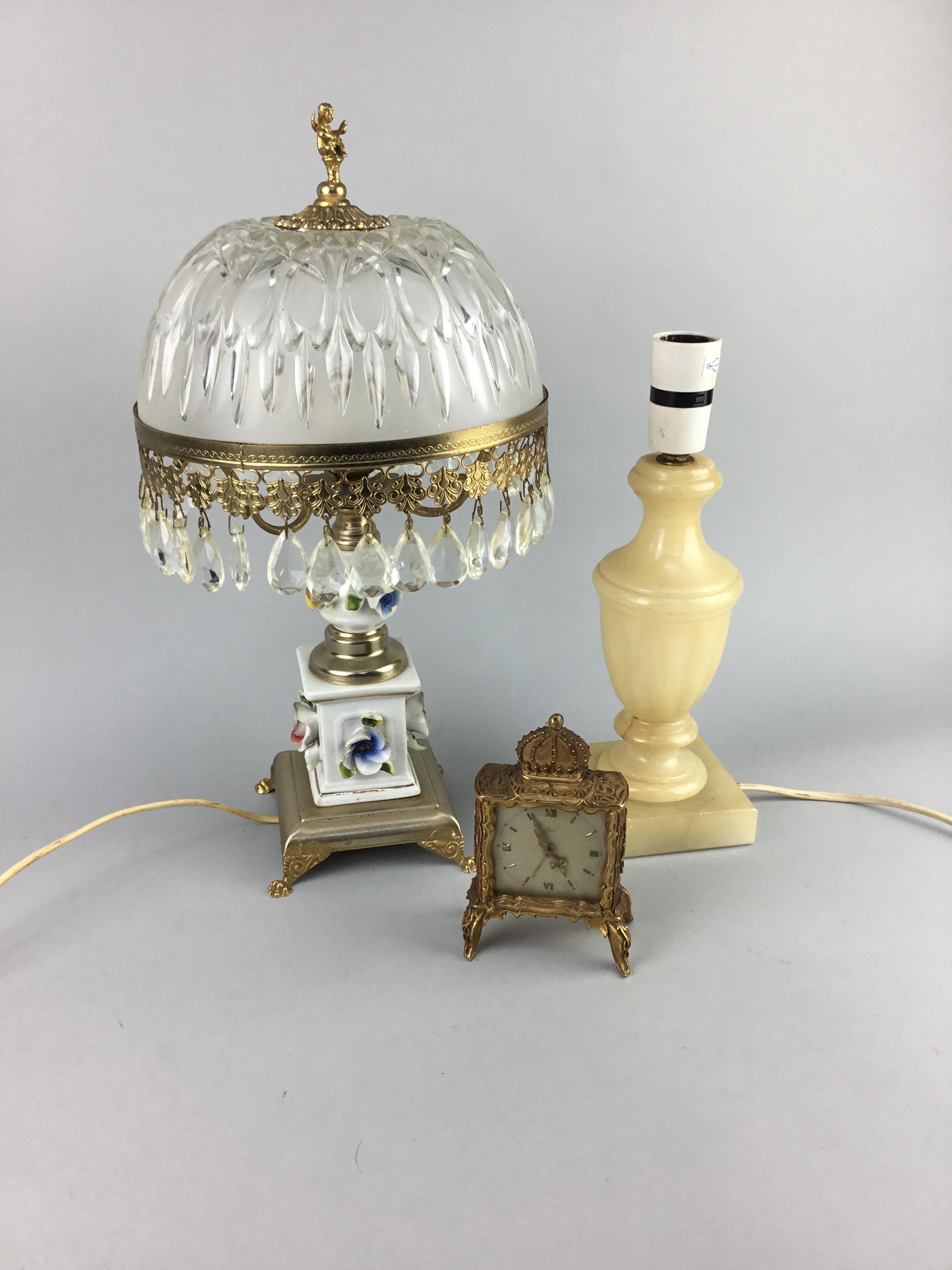 A LOT OF TWO TABLE LAMPS AND AN EMES CLOCK