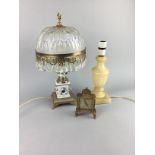 A LOT OF TWO TABLE LAMPS AND AN EMES CLOCK