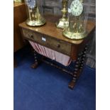 A VICTORIAN MAHOGANY SEWING TABLE