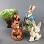 A LOT OF ANIMAL CERAMICS AND OTHER ITEMS