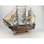 A STAINED WOOD MODEL OF THE H.M.S. VICTORY