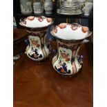 A PAIR OF LOSOL WARE IMARI VASES