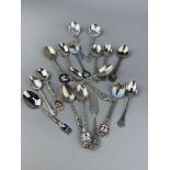 A LOT OF SOUVENIR SPOONS INCLUDING SILVER EXAMPLES