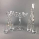AN EARLY 20TH CENTURY STEMMED SWEET DISH AND OTHER CRYSTAL