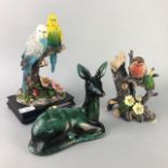 THE CROSA COLLECTION MODEL OF BUDGIES AND TWO OTHER FIGURES