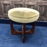 A RETRO TEAK CIRCULAR DRESSING STOOL