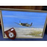 AN OIL PAINTING OF AN RAF PLANE BY H.R. MITCHELL