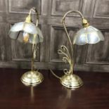 A PAIR OF BRASS ELECTRIC TABLE LAMPS