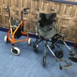 A TRI-WHEELER WALKING FRAME AND A WHEEL CHAIR