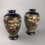 A PAIR OF JAPANESE SATSUMA STYLE VASES AND A CARLTON WARE DISH